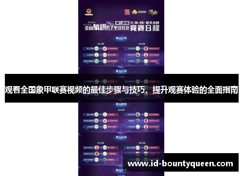 观看全国象甲联赛视频的最佳步骤与技巧,提升观赛体验的全面指南 观看全国象甲联赛视频的最佳步骤与技巧,提升观赛体验的全面指南